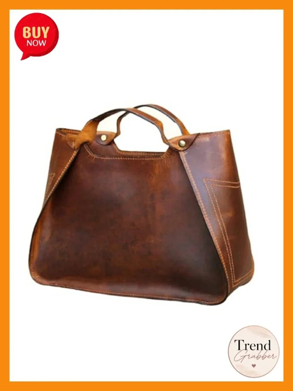 Large Genuine Full Grain Leather Tote Bag for Work & Travel